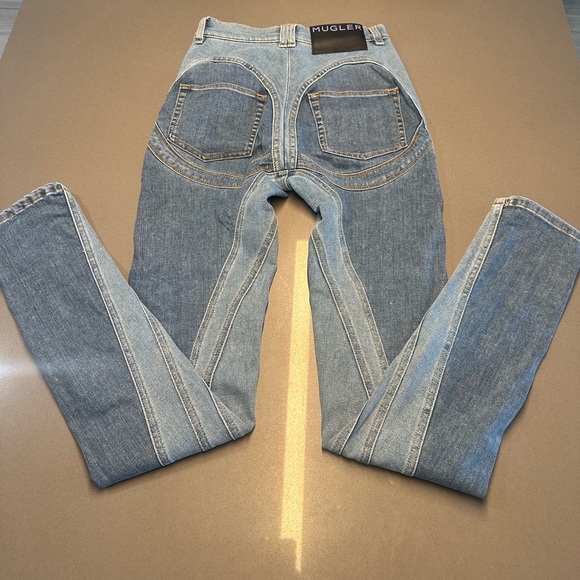 MUGLER Blue Slitted Spiral Jeans US26 - Picture 12 of 17